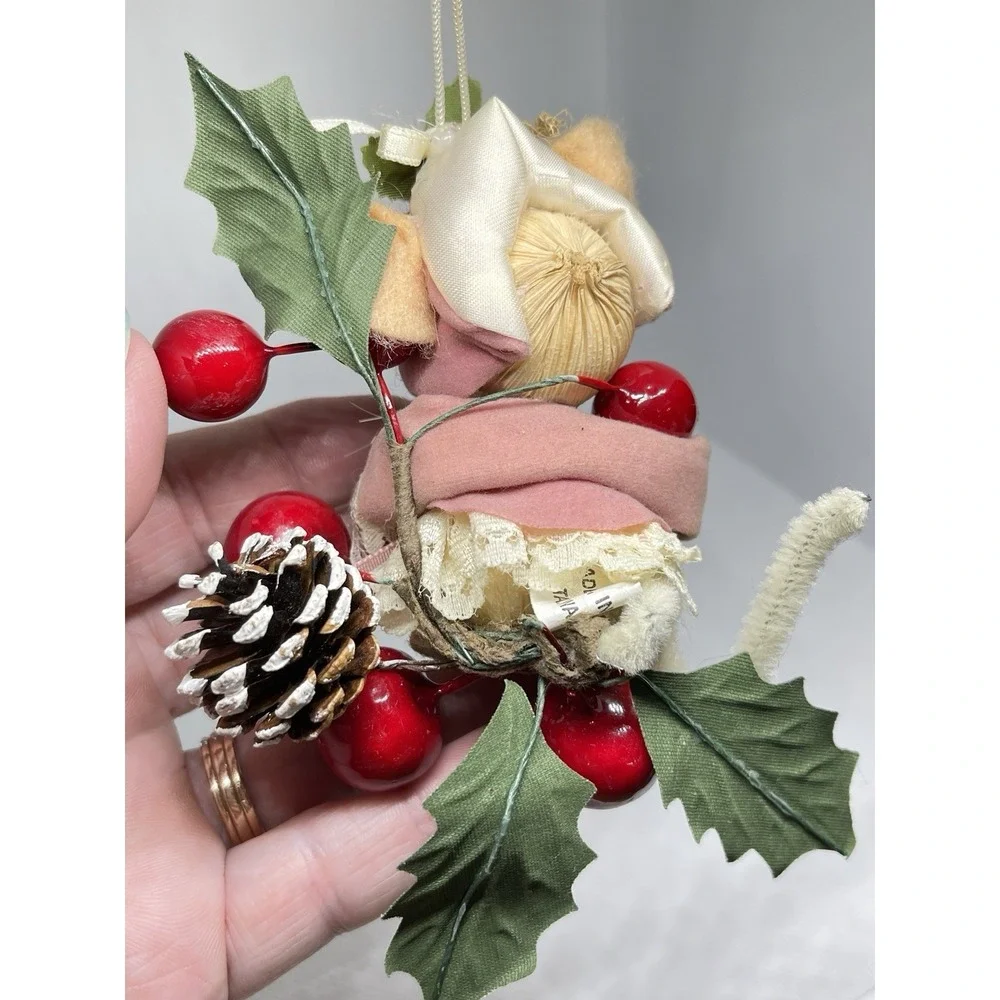 Vintage Kurt Adler Corn Husk Mouse Grandmother Glasses Christmas‎ Ornament READ